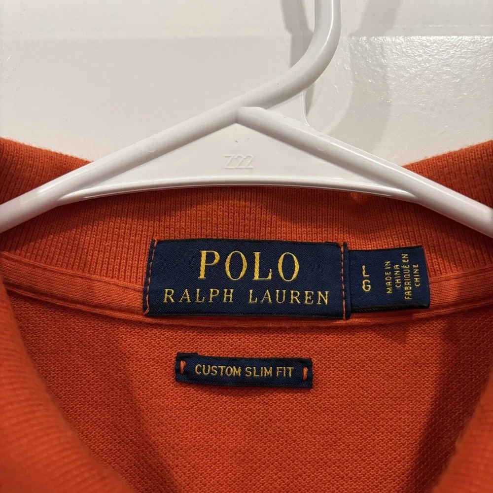 Polo Ralph Lauren Custom Slim Fit Orange Mens Short Sleeve Polo Shirt Size Large